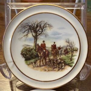 Two Equestrian Scene Coasters Vintage